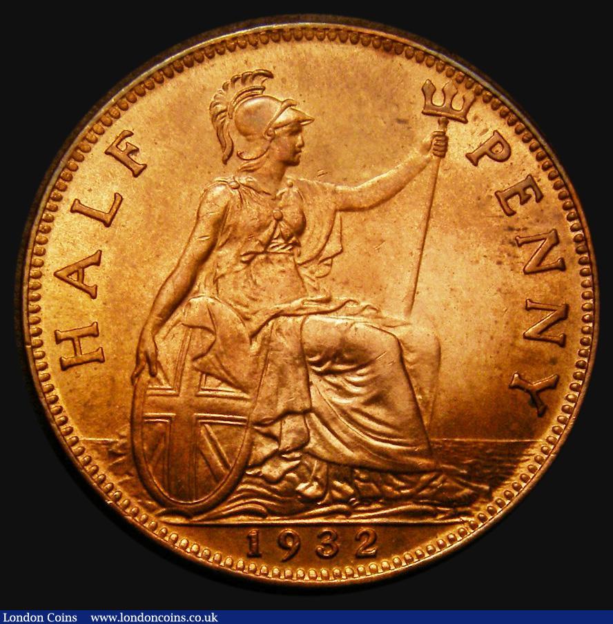 London Coins : A175 : Lot 2115 : Halfpenny 1932 Freeman 418 dies 3+B UNC, the obverse attractively toned, the reverse with good lustr...