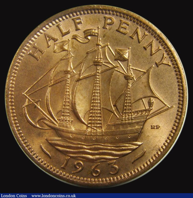 London Coins : A175 : Lot 2129 : Halfpenny 1963 Freeman 489 dies 3+F, Choice UNC with practically full lustre, in an LCGS holder and ...
