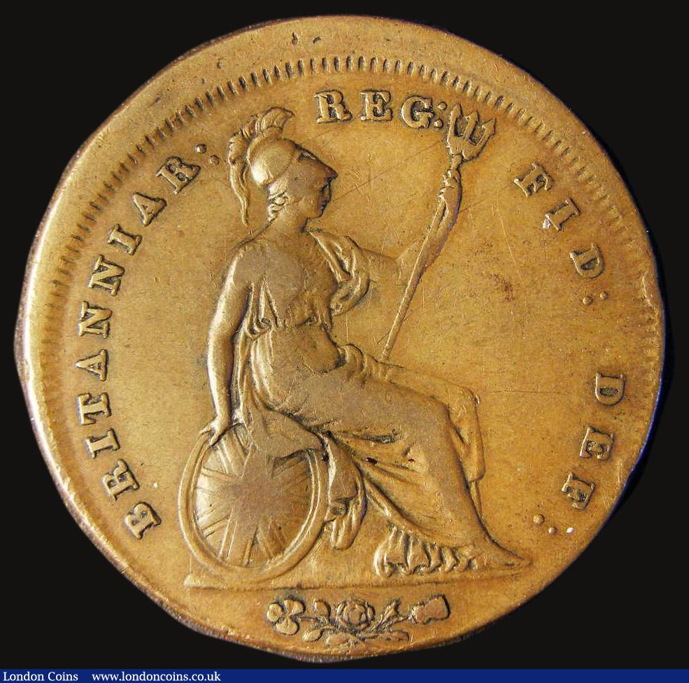 London Coins : A175 : Lot 2135 : Mint Error - Mis-Strike Penny 1847 DEF Far Colon, struck off-centre with around 2mm blank flan betwe...