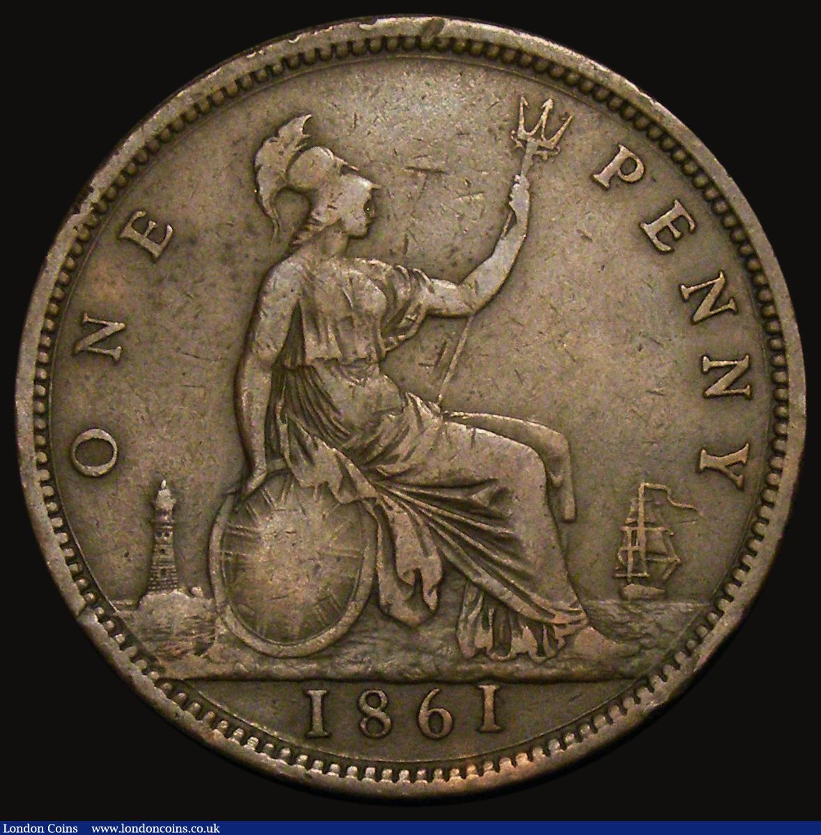 London Coins : A175 : Lot 2202 : Penny 1861 Freeman 25 dies 4+G, Fine, in an LCGS holder and graded LCGS 20