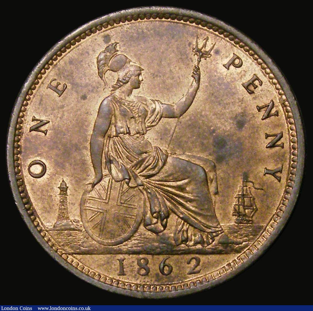 London Coins : A175 : Lot 2215 : Penny 1862 with two extra 'spikes' emanating from the left of Britannia's helmet plum...