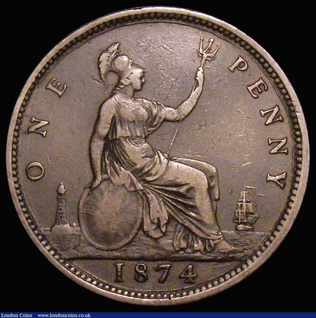 London Coins : A175 : Lot 2232 : Penny 1874 Freeman 77 dies 8+G, Fine, in an LCGS holder and graded LCGS 25, rated at R14 by Freeman,...