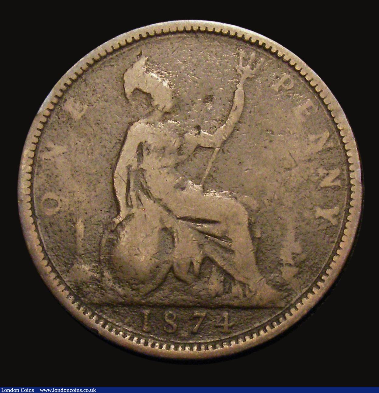 London Coins : A175 : Lot 2236 : Penny 1874H Freeman 69 dies 6+I, VG in an LCGS holder and graded LCGS 8, this type almost always fou...