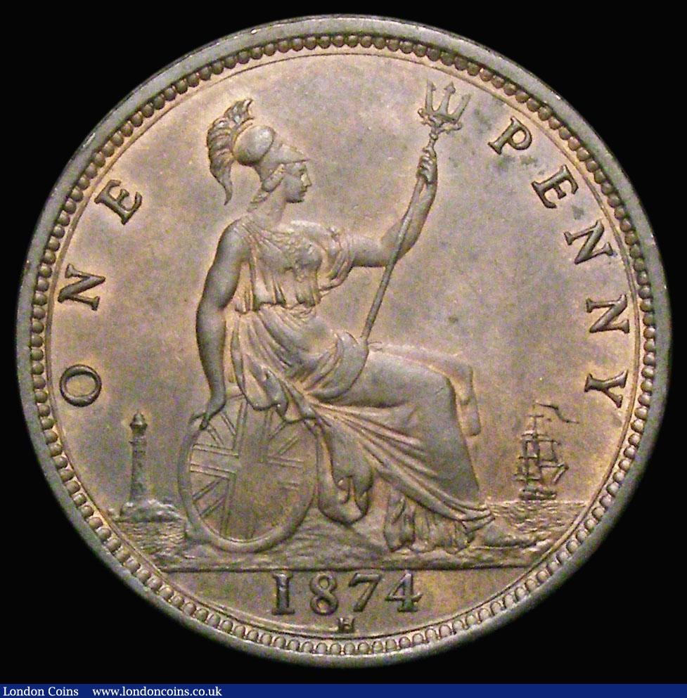 London Coins : A175 : Lot 2237 : Penny 1874H Freeman 73 dies 7+H, UNC with traces of lustre, in an LCGS holder and graded LCGS 80