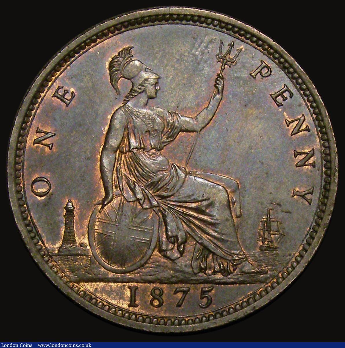 London Coins : A175 : Lot 2240 : Penny 1875 Freeman 79 dies 8+G AU/GEF with traces of lustre, in an LCGS holder and graded LCGS 75, a...