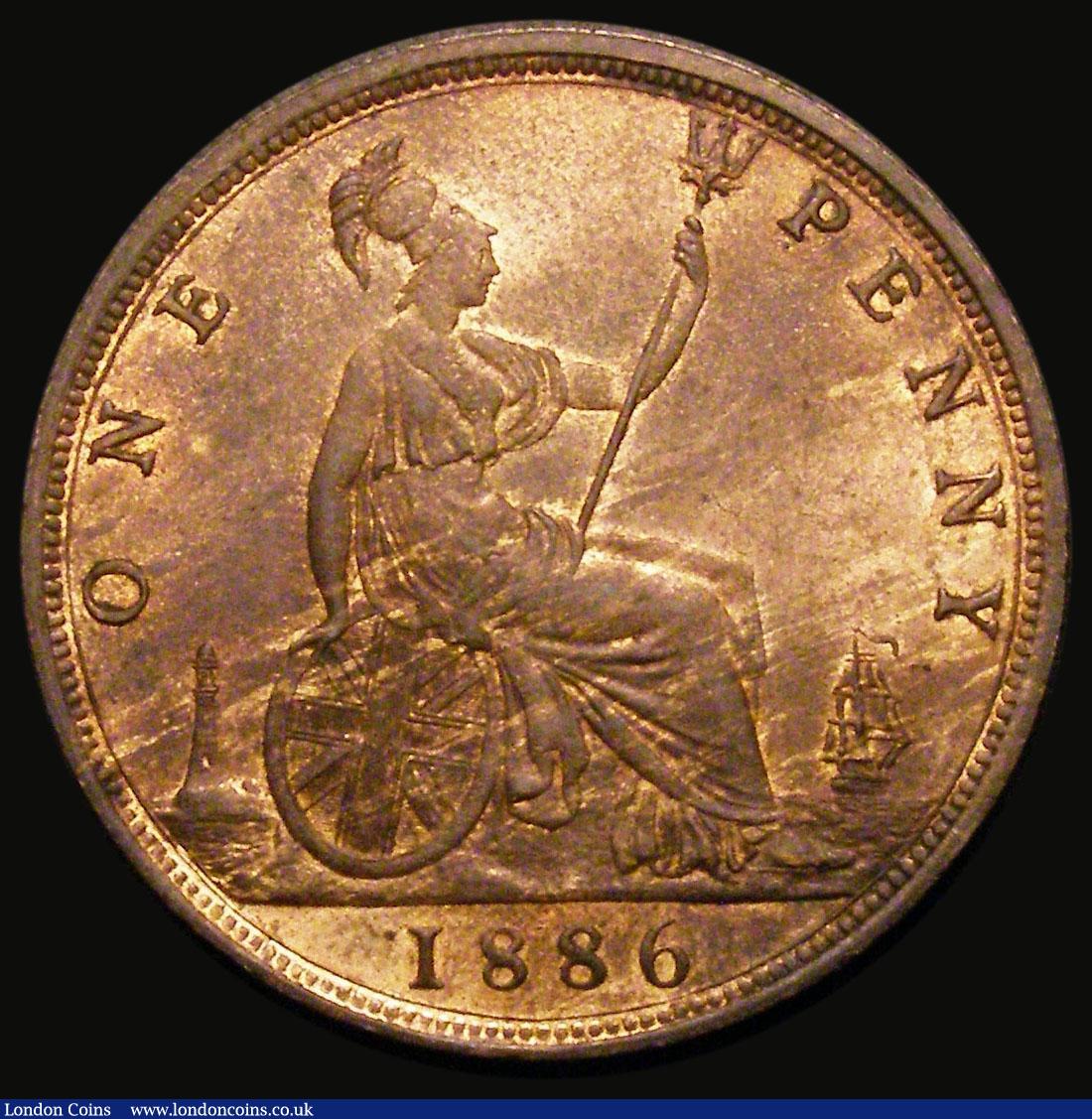 London Coins : A175 : Lot 2262 : Penny 1886 Freeman 123 dies 12+N UNC with around 25% lustre, in an LCGS holder and graded LCGS 80