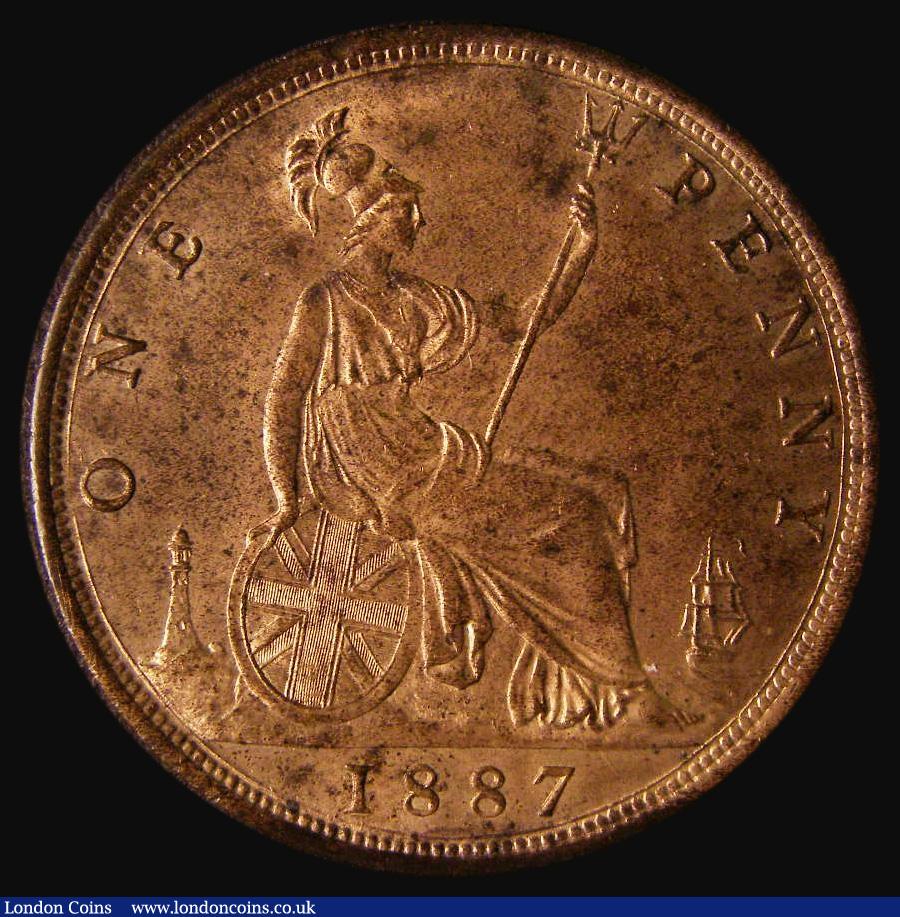 London Coins : A175 : Lot 2263 : Penny 1887 Freeman 125 dies 12+N, UNC with around 80% lustre, with numerous tone spots, in an LCGS h...