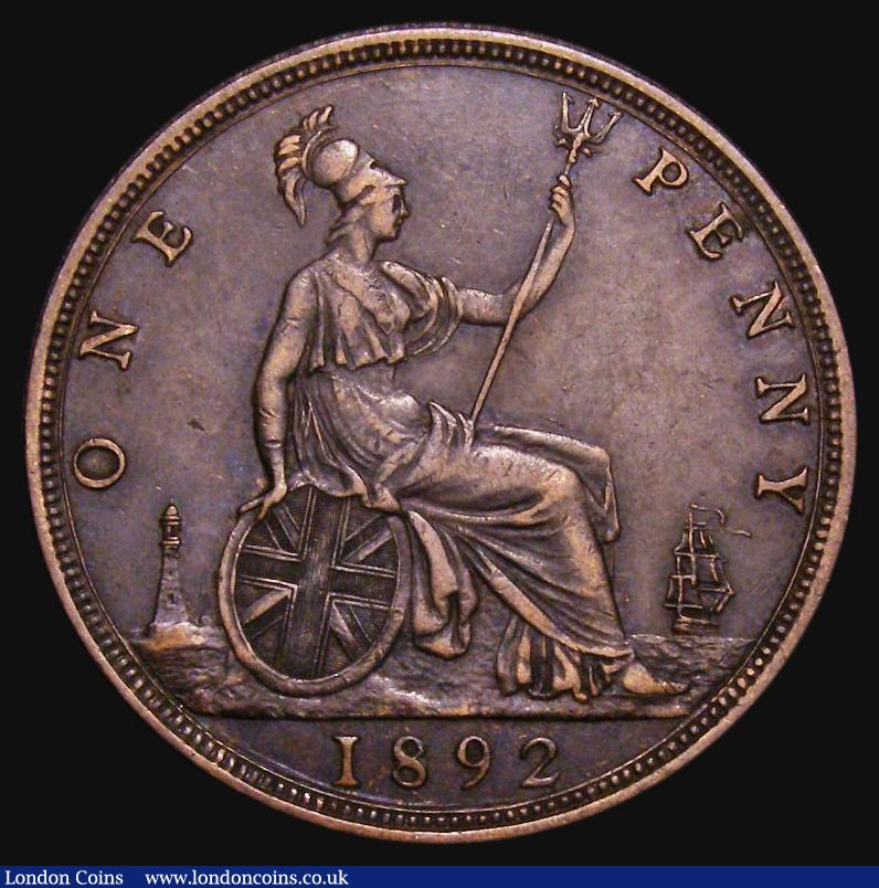 London Coins : A175 : Lot 2276 : Penny 1892 as Freeman 134 dies 12+N, with Double linear circle below the 189 of the date. Recorded b...