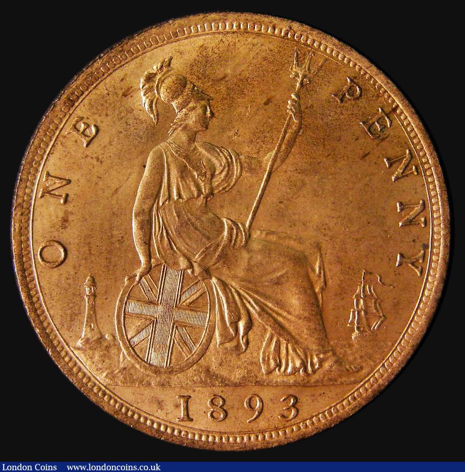 London Coins : A175 : Lot 2281 : Penny 1893 Freeman 136 dies 12+N, UNC and choice with almost full subdued lustre and with excellent ...