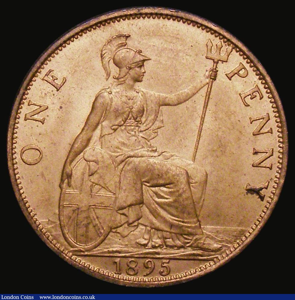 London Coins : A175 : Lot 2283 : Penny 1895 10.5 teeth date spacing, LCGS Variety 05, UNC with practically full, slightly subdued lus...