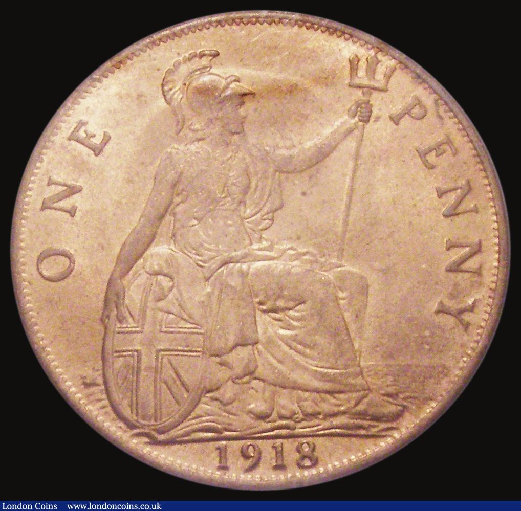 London Coins : A175 : Lot 2337 : Penny 1918 Freeman 182 dies 2+B, Lustrous UNC in an LCGS holder and graded LCGS 80, the second fines...