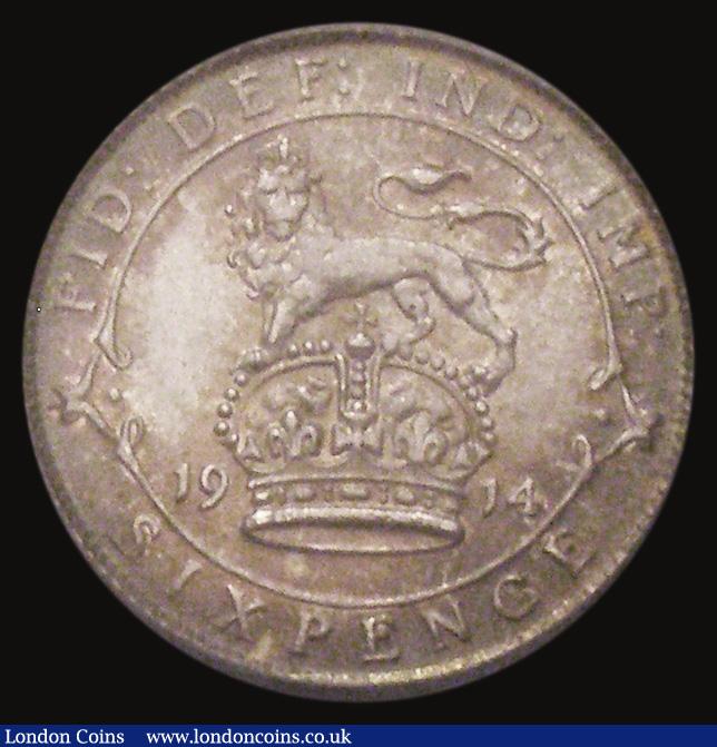 London Coins : A175 : Lot 2362 : Sixpence 1914 ESC 1799, Bull 3875 Choice UNC and lustrous with a subtle and colourful tone, in an LC...