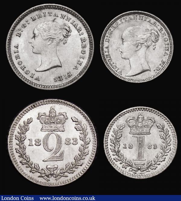 Maundy Set 1883 ESC 2497, Bull 3540, A/UNC to UNC and lustrous, the Penny with some light hairlines : English Coins : Auction 175 : Lot 2668