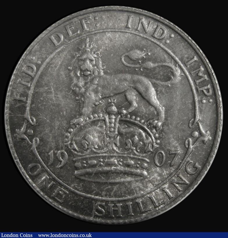 London Coins : A175 : Lot 2789 : Shilling 1907 ESC 1416, Bull 3593 Choice UNC and attractively toned, in an LCGS holder and graded LC...