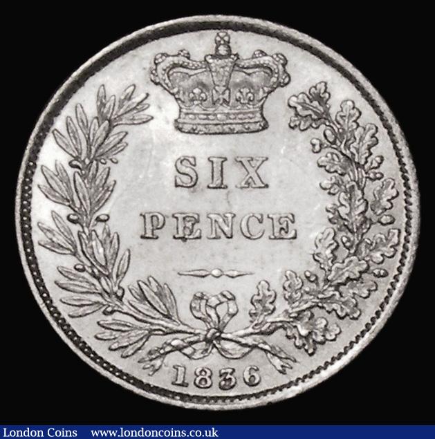 London Coins : A175 : Lot 2825 : Sixpence 1836 ESC 1678, Bull 2510 NEF the key date in the William IV series