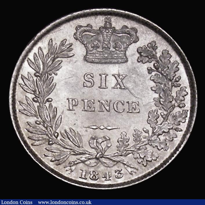 London Coins : A175 : Lot 2831 : Sixpence 1843 ESC 1689, Bull 3176 UNC with touches of attractive golden tone, a choice example with ...