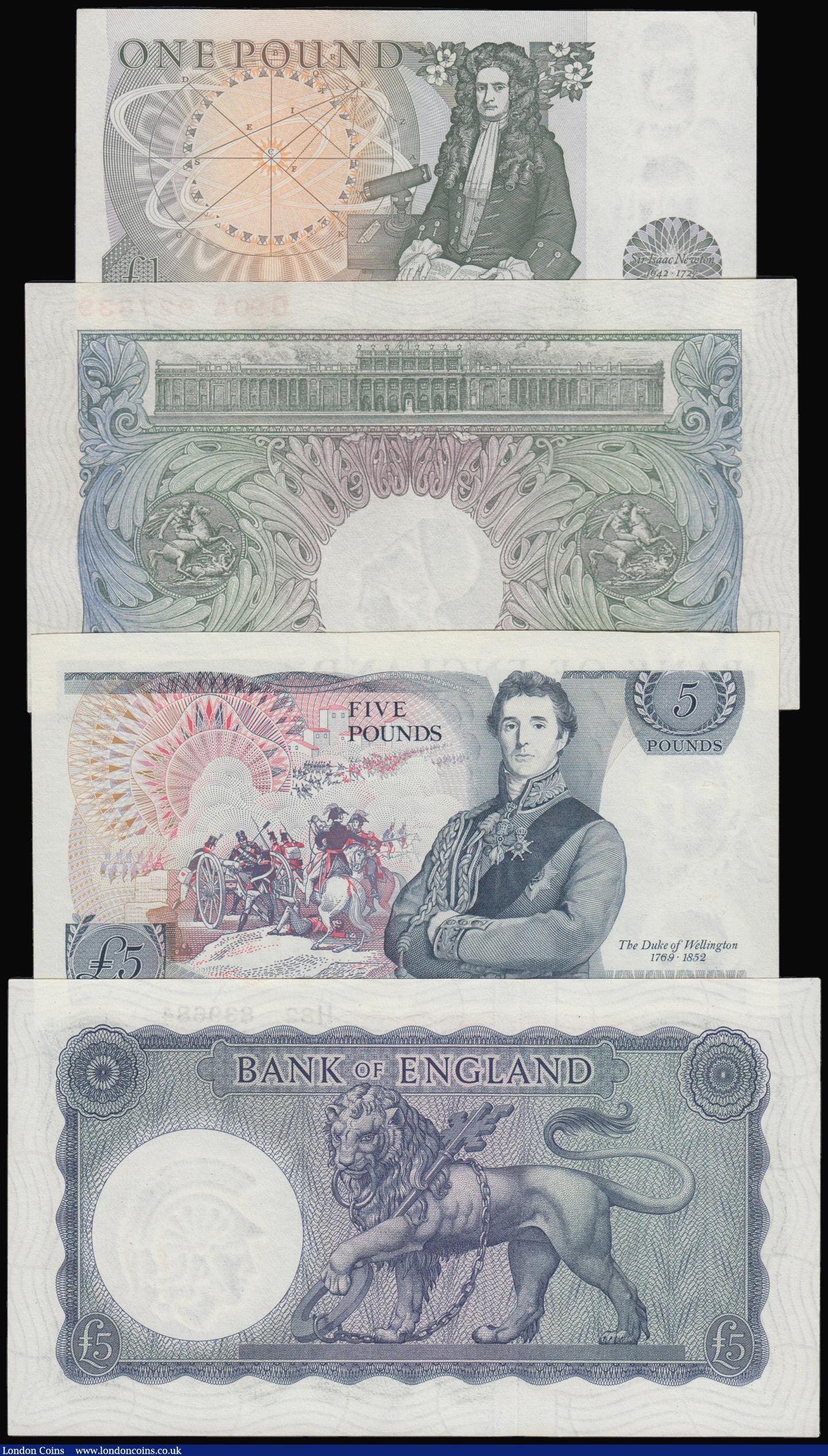 London Coins : A175 : Lot 32 : Bank of England a high grade group One Pound 1934 B239 D90A, Five Pounds O' Brien Lion and Key ...