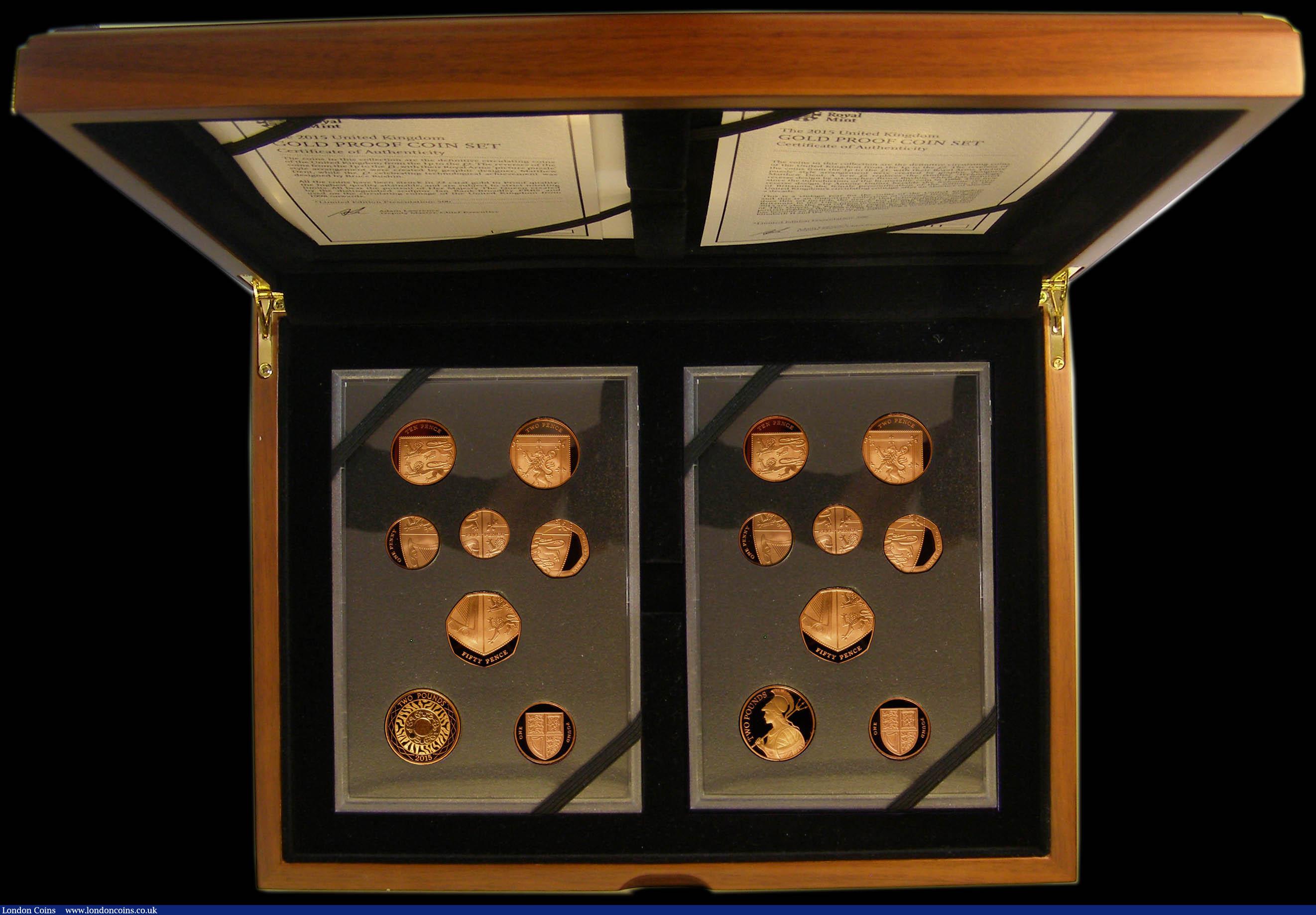 London Coins : A175 : Lot 438 : Proof Set 2015 the double set in gold comprising Fourth Portrait Ian Rank-Broadley final editions an...