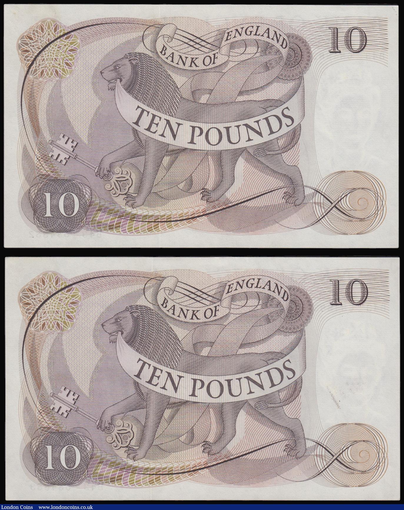 London Coins : A175 : Lot 55 : Ten Pounds Page 1975 Florence Nightingale B330 (2) consecutives B43 prefix Unc