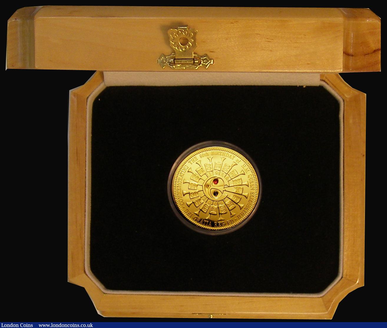 London Coins : A175 : Lot 731 : Tristan Da Cunha Five Pounds 2007 QE II Diamond Wedding 1947-2007 Gold Proof (18 carat 35g) with a d...