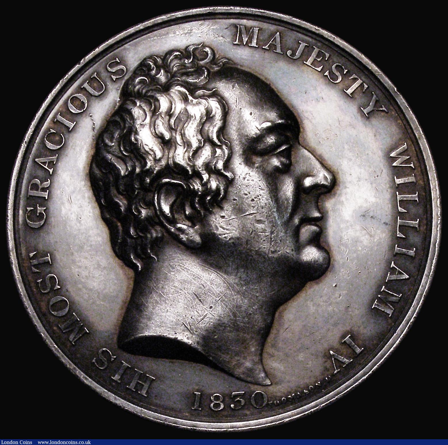 London Coins : A175 : Lot 783 : Accession of William IV 1830 55mm diameter in silver by E.Thomason, Eimer 1221, BHM 1423, Obverse: B...