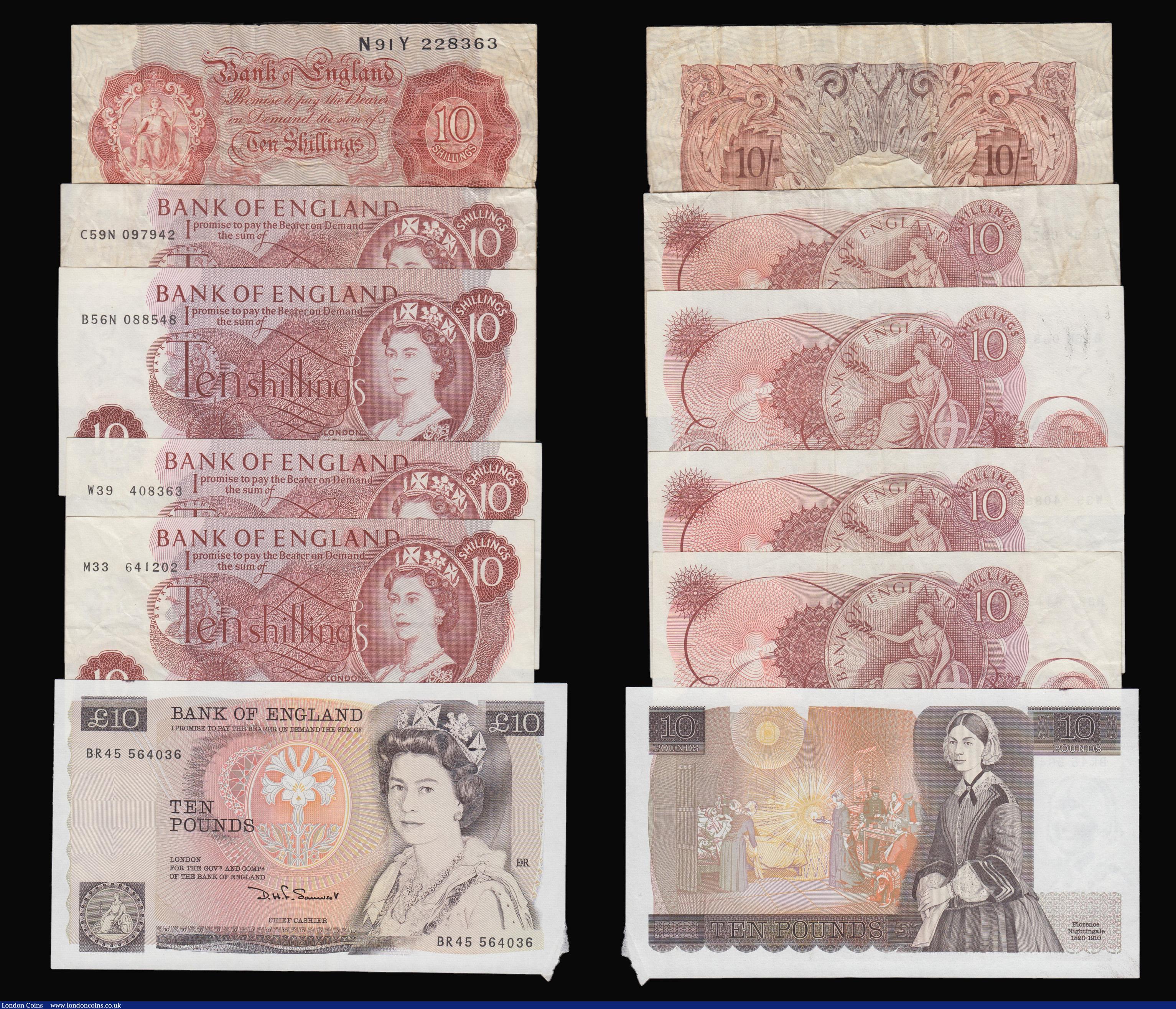 London Coins : A175 : Lot 81 : Ten Pounds Somerset BR45 prefix B348 Unc and with a fish tail error bottom right corner but now with...