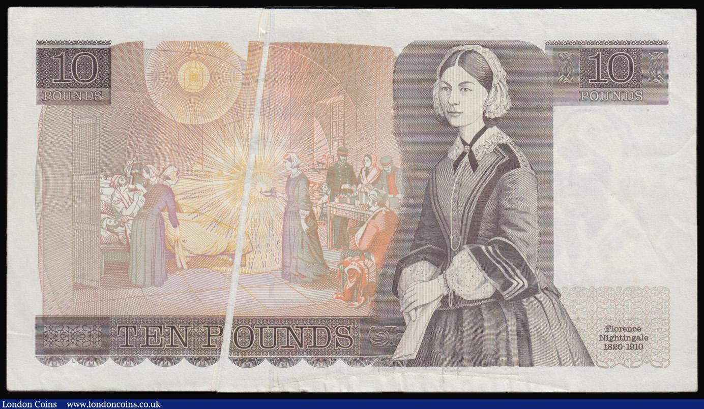 London Coins : A175 : Lot 83 : Ten Pounds Somerset CX03 690953 ERROR with a blank white strip about a millimetre in width running d...
