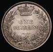 London Coins : A175 : Lot 1918 : Shilling 1869 ESC 1319, Bull 3037, Die Number 11, EF with light hairlines, the reverse nicely toned,...