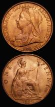 London Coins : A175 : Lot 2685 : Pennies and Halfpennies (3) Pennies (2) 1897 Freeman 145 dies 1+B, UNC with good subdued lustre cand...