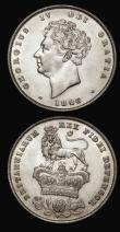 London Coins : A175 : Lot 2793 : Shillings (2) 1825 Lion on Crown ESC 1254, Bull 2405 Bright EF, 1826 ESC 1257, Bull 2409 NEF/EF
