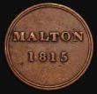 London Coins : A175 : Lot 755 : 19th Century Farthing token North Yorkshire - Malton 1815 Obverse: ESTO JUSTUS, Reverse: MALTON 1815...