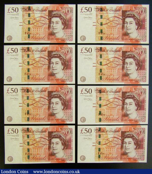 Fifty Pounds Salmon (8) a consecutive run AC59 463085 to AC59 463092 A/UNC to UNC : English Banknotes : Auction 175 : Lot 80