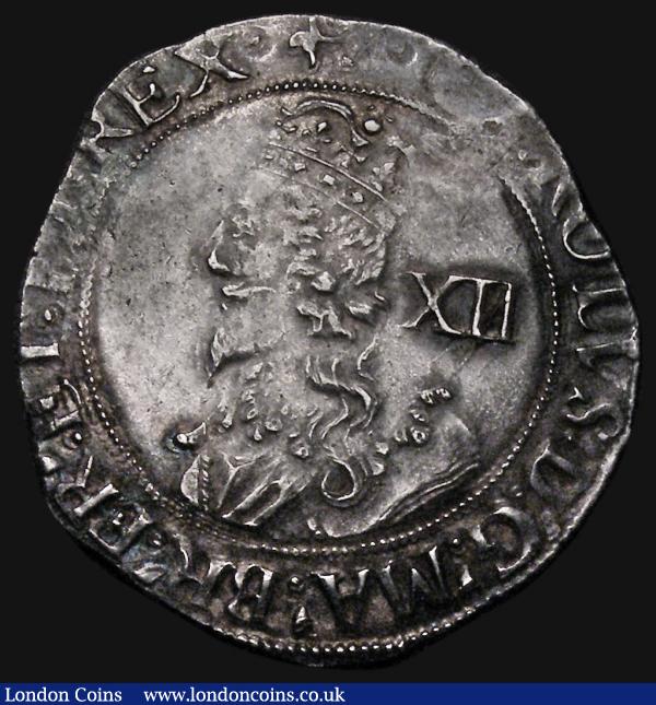 Shilling Charles I Group E, Fifth 'Aberystwyth' bust, type 4.1var Larger bust with rounded shoulder, Large XII, S.2797, mintmark Anchor turned anti-clockwise, 6.00 grammes, VF/GVF an attractive piece with considerable eye appeal : Hammered Coins : Auction 176 : Lot 1137
