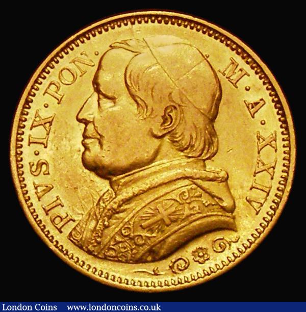 Italian States - Papal States 20 Lire Gold 1869 XXIV-R KM#1382.4 GVF/NEF : World Coins : Auction 176 : Lot 976