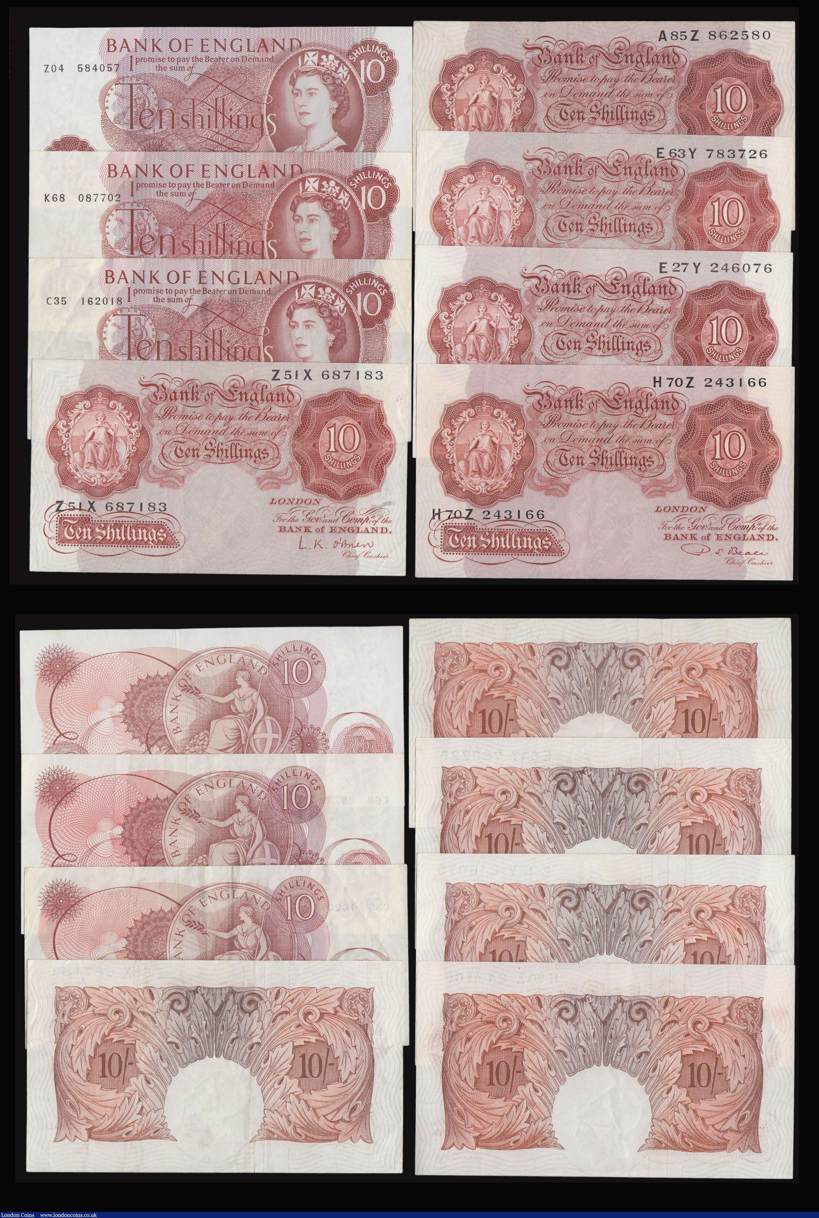 London Coins : A176 : Lot 101 : Ten Shillings Beale B266 prefix H70Z AU, O'Brien B271 prefix A85Z AU, E27Y AU, E63Y AU and Z51X...