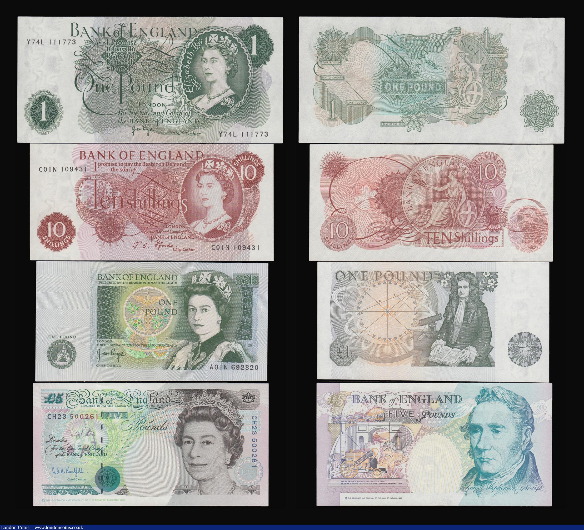 London Coins : A176 : Lot 103 : Five Pounds O'Brien Lion and Key 1961 B280 H78 569662, Kentfield B364 CH23 500261. One Pound O&...