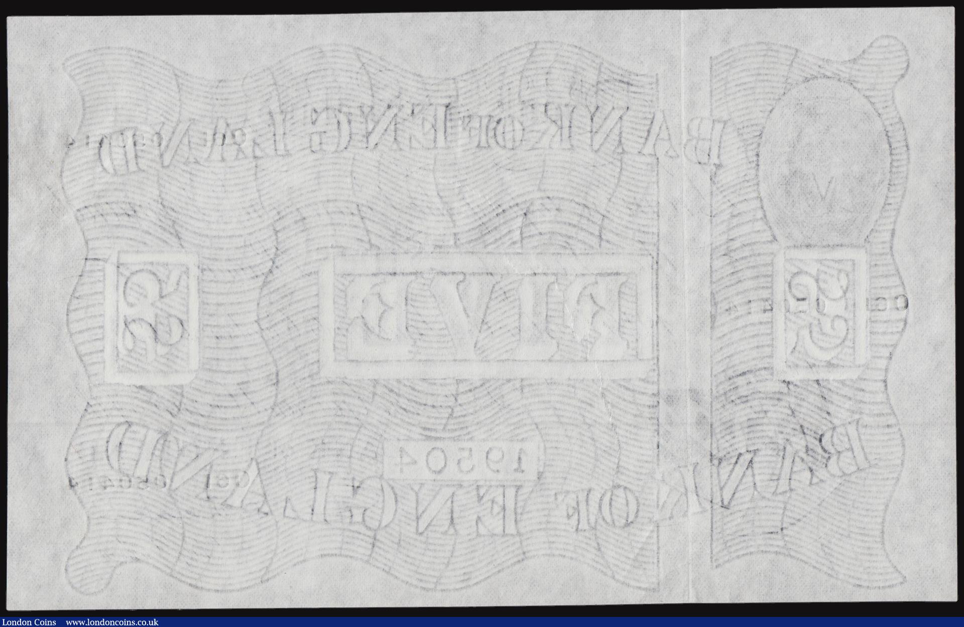 London Coins : A176 : Lot 105 : Five Pounds Beale B270 October 6th 1949, O61 050414 AU