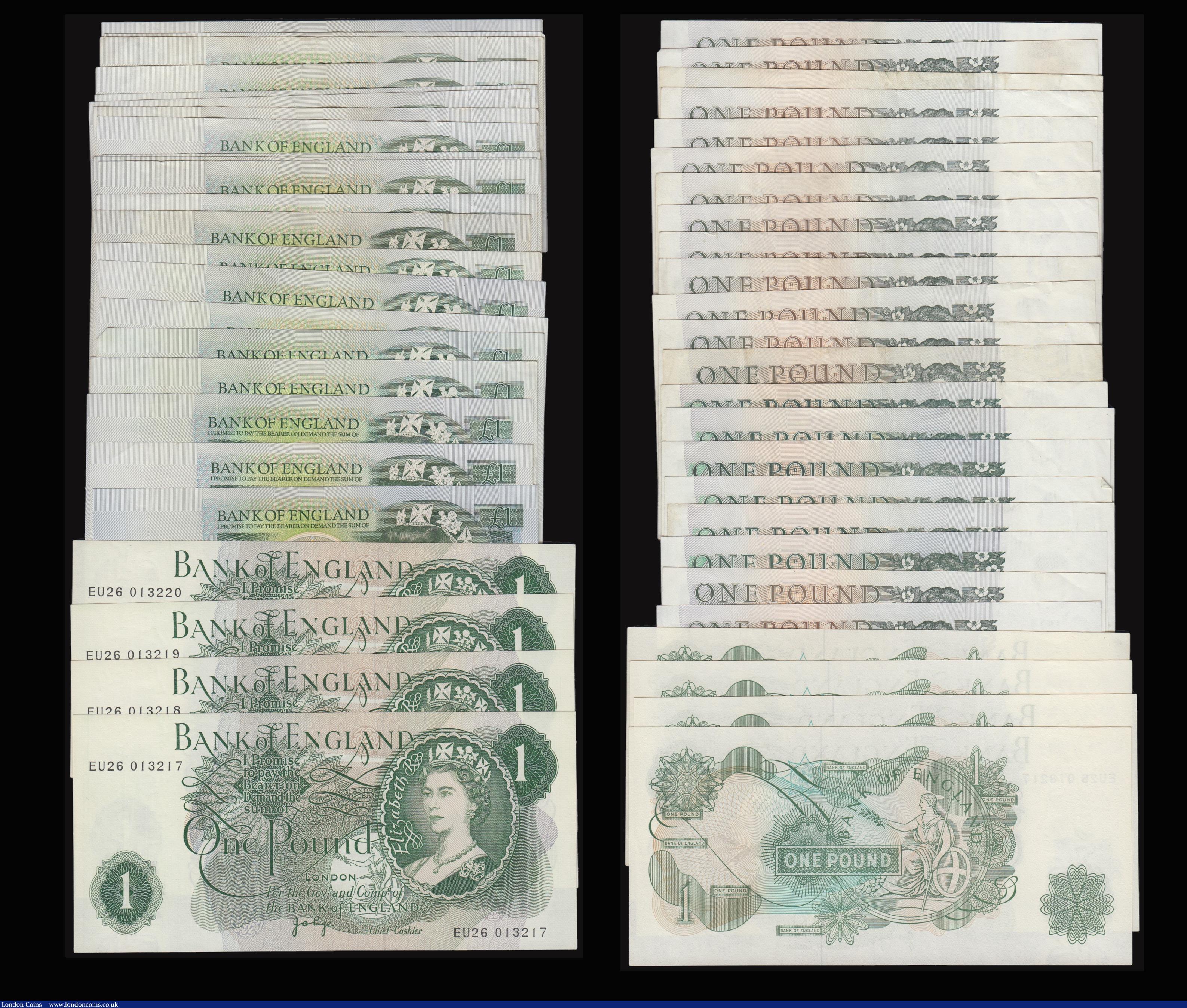 London Coins : A176 : Lot 120 : One Pound Page replacements B323 (7) consecutives MT18 850033 to 39 Unc