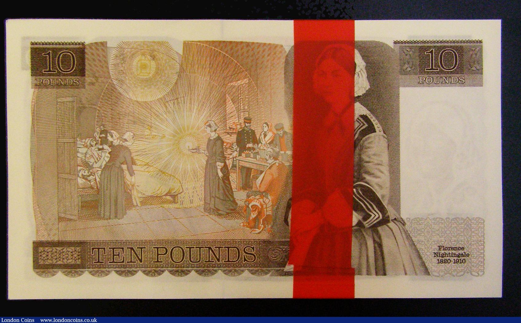 London Coins : A176 : Lot 123 : Ten Pounds Page 1975 Florence Nightingale B330 (51) a mint run J50 568721 - J50 568771 Unc