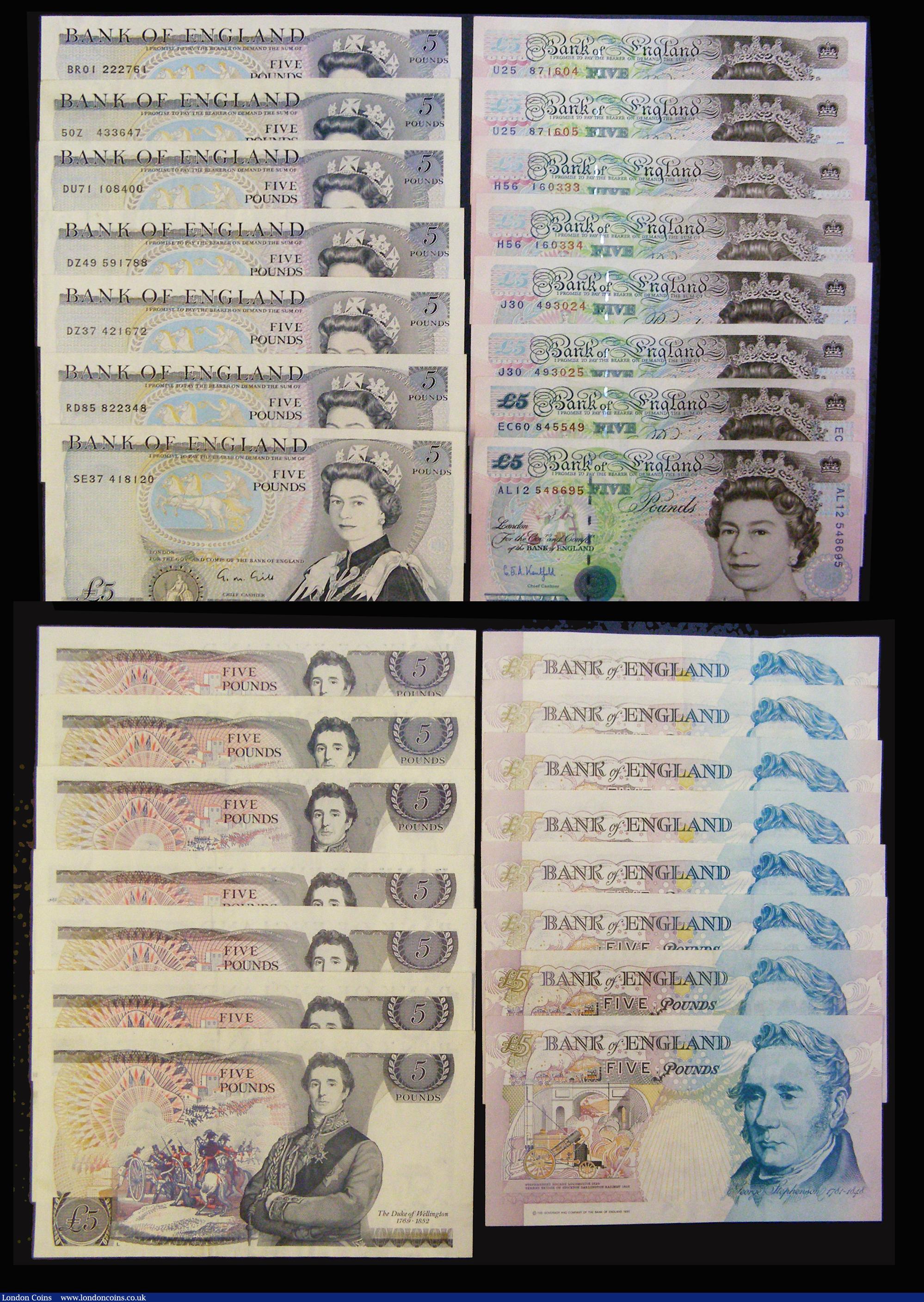 London Coins : A176 : Lot 124 : Five Pounds Wellington Page (2), Somerset (3), Gill (2), George Stephenson Gill (4), Kentfield (4), ...