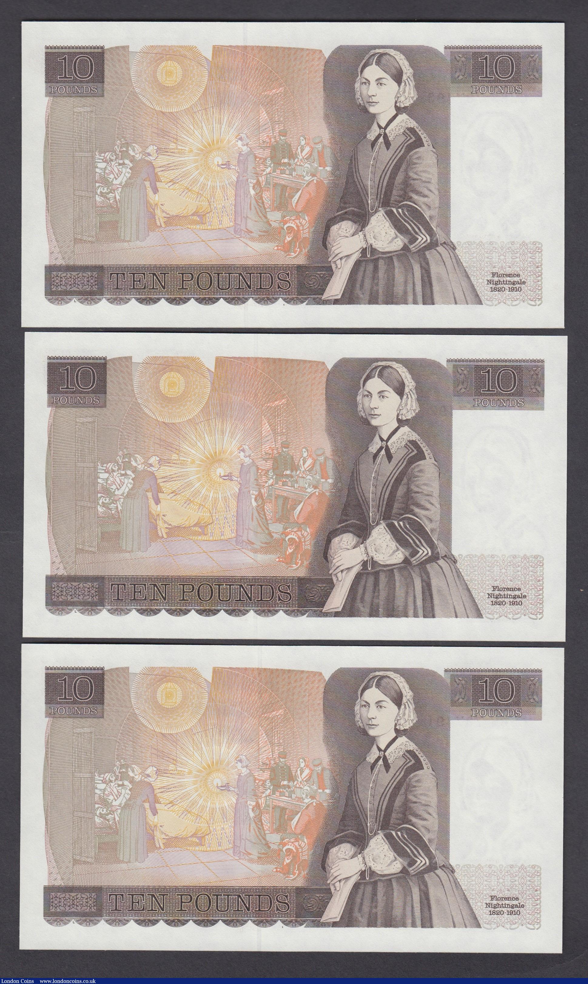 London Coins : A176 : Lot 126 : Ten Pounds Somerset 1987 B349 (3) consecutives CU68 737491-493 Unc