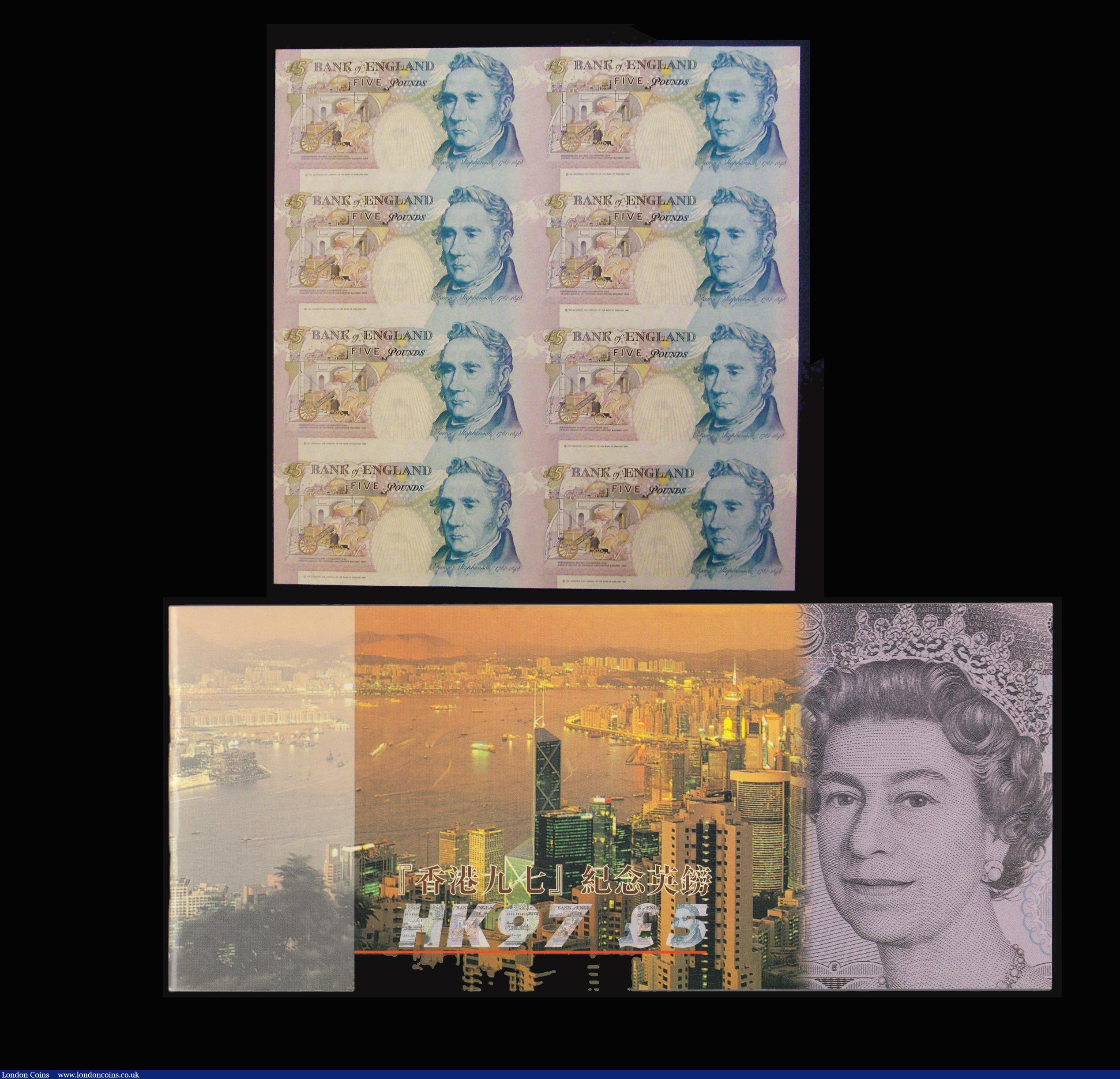 London Coins : A176 : Lot 130 : Five Pounds Kentfield 1993 B364 uncut set of 8 all with number 003082 and with prefixes BH25, BH26, ...