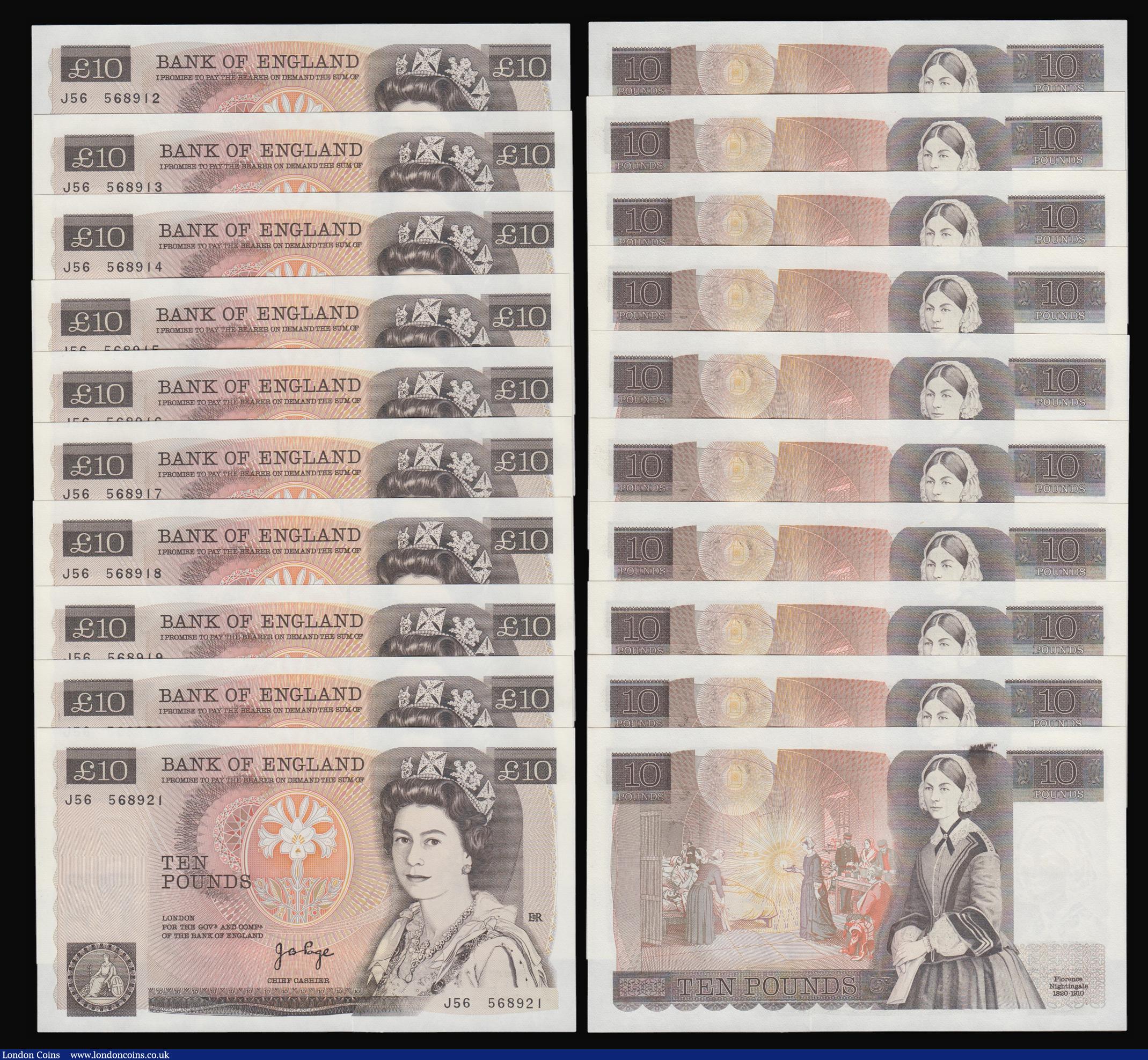 London Coins : A176 : Lot 131 : Twenty Pounds Kentfield B375 1994 Faraday (10) consecutives AE36 379561 - AE36 379570 and Ten Pounds...
