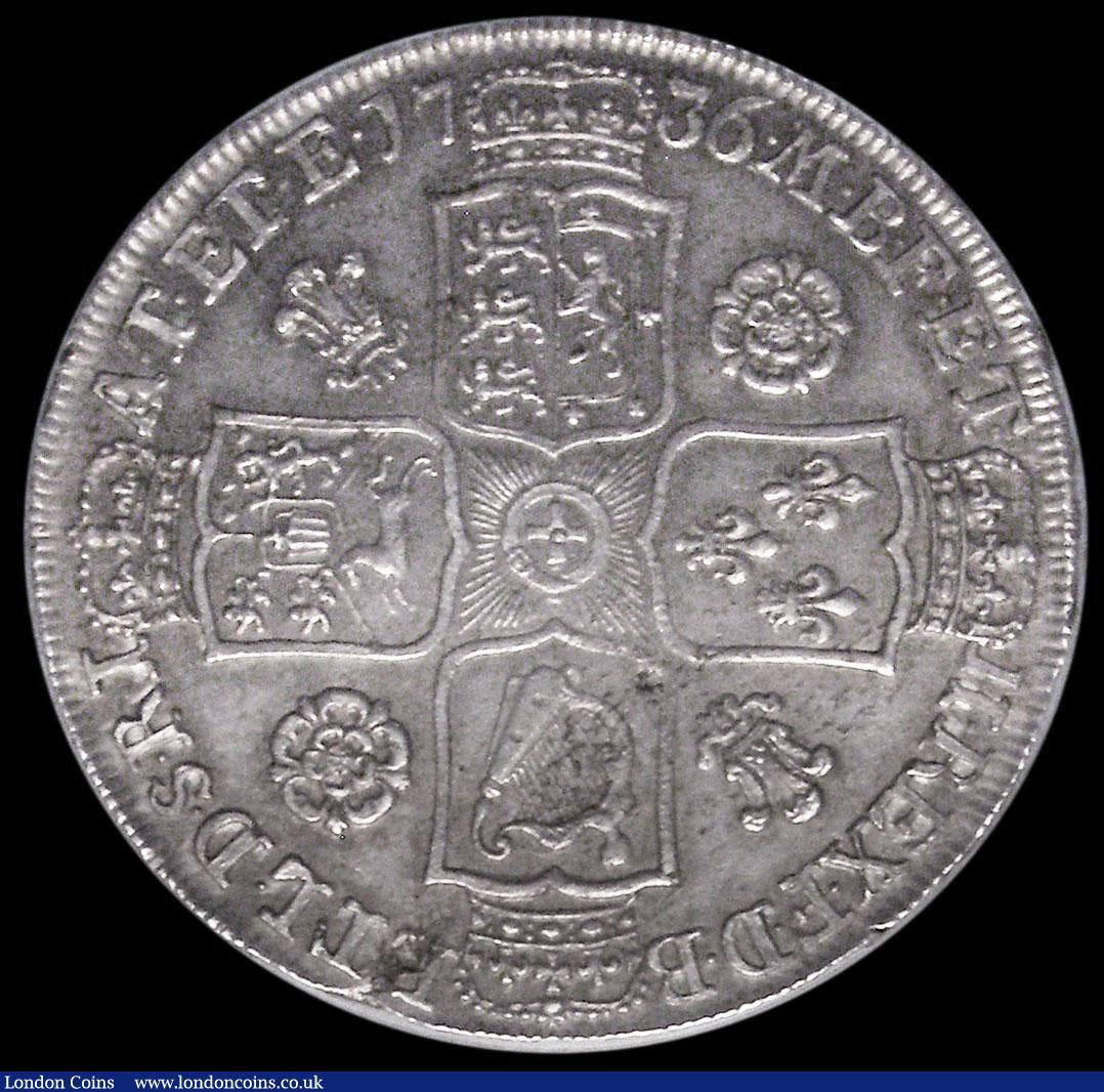 London Coins : A176 : Lot 1503 : Halfcrown 1736 Roses and Plumes ESC 562 CGS AU 75 and UIN 000026 rare in this high grade, Ex Andrew ...
