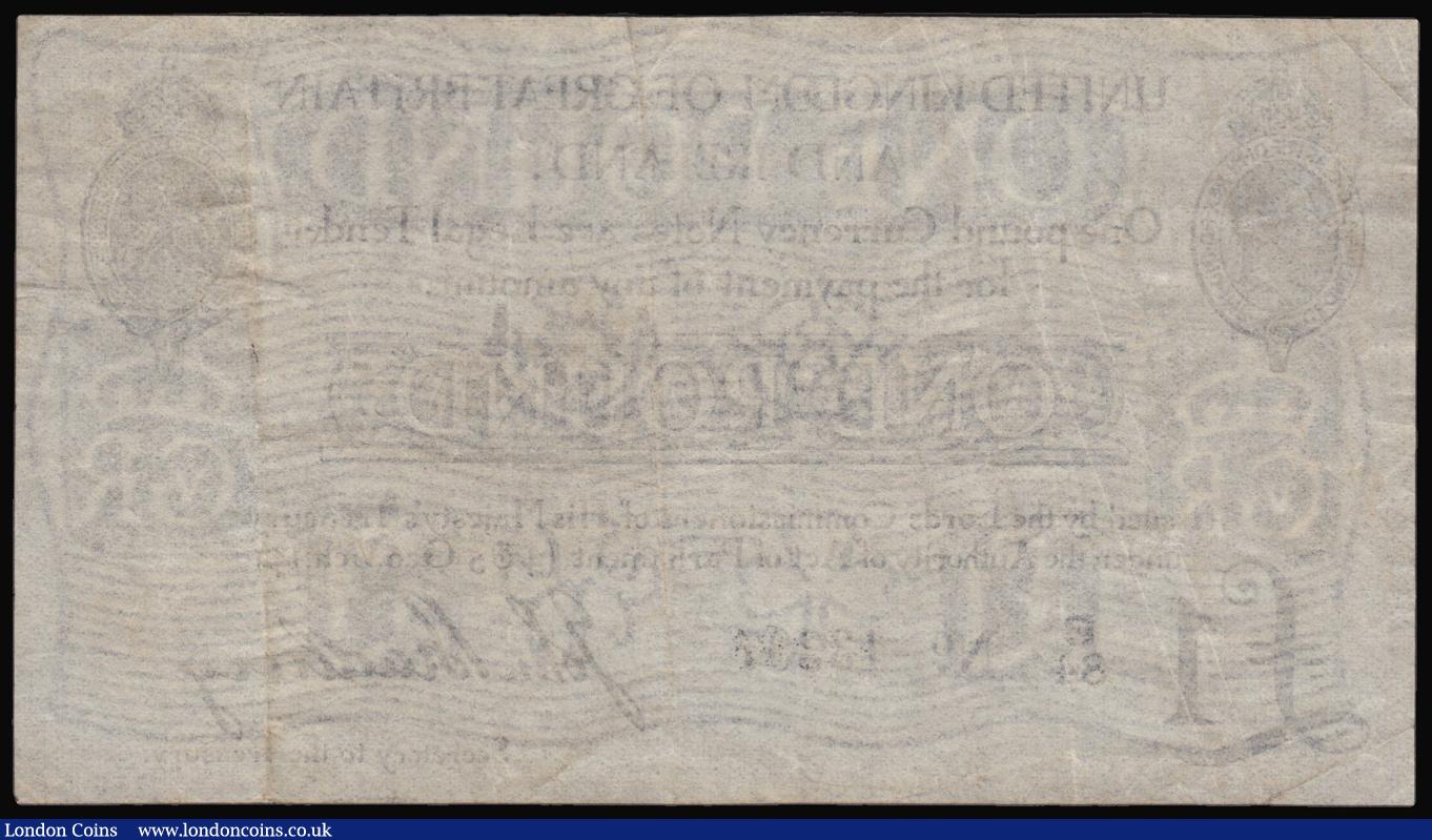 London Coins : A176 : Lot 33 : One Pound Bradbury T11.1 issued 1915 series B/84 13307, VF