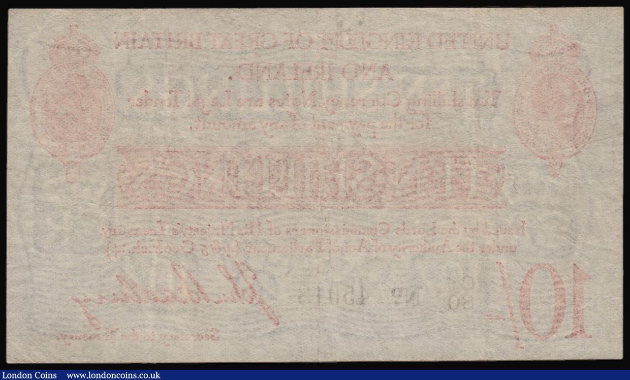 London Coins : A176 : Lot 37 : Ten Shillings Bradbury T12.2 issued 1915 series C1/80 45018 approaching VF