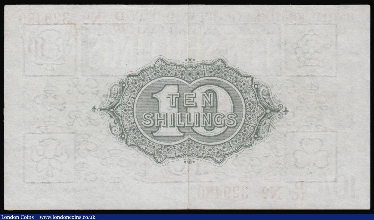 London Coins : A176 : Lot 48 : Ten Shillings Warren Fisher T26 issued 1919 first series D/15 329480 (No. with dash), cleaned & ...
