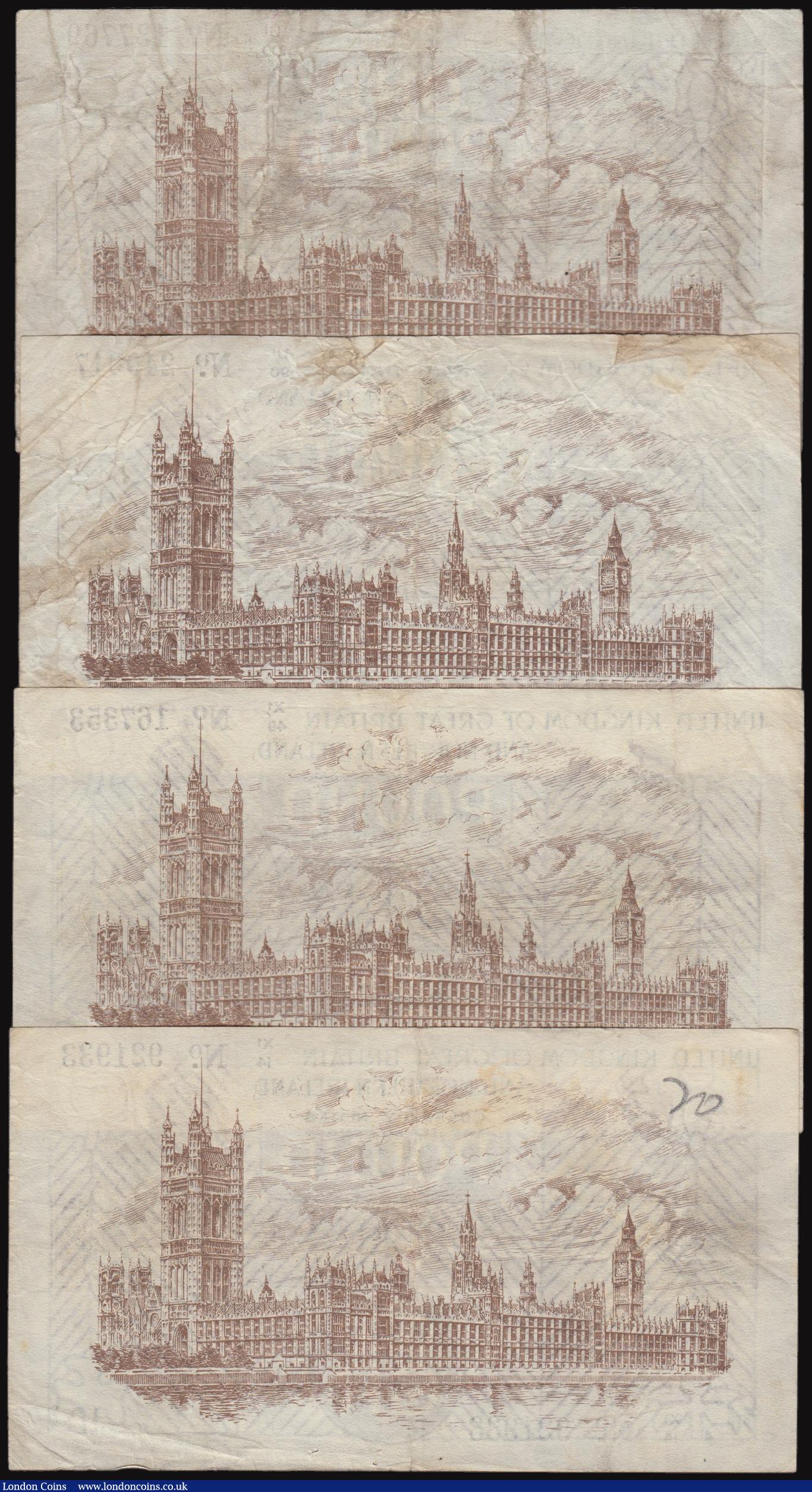 London Coins : A176 : Lot 66 : One Pound Fisher, Third issue, Northern Ireland in titles, round dot in prefix T34 (3) U1/90 249017,...