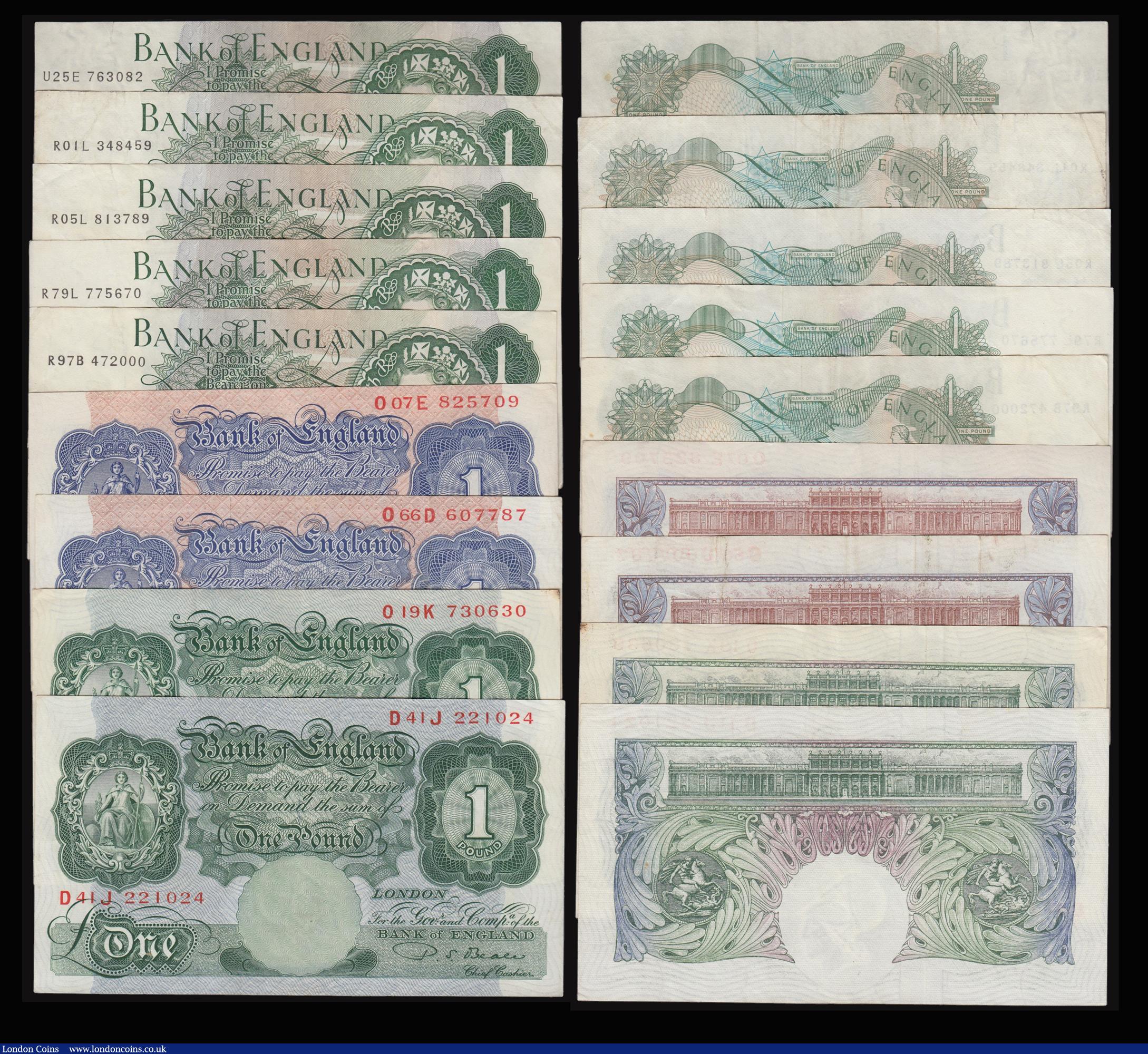 London Coins : A176 : Lot 85 : One Pounds Peppiatt Blue B238 prefixes 60J AU, 80W GVF-EF, B239 prefixes E64A EF,  H65A VF,  B249 (2...