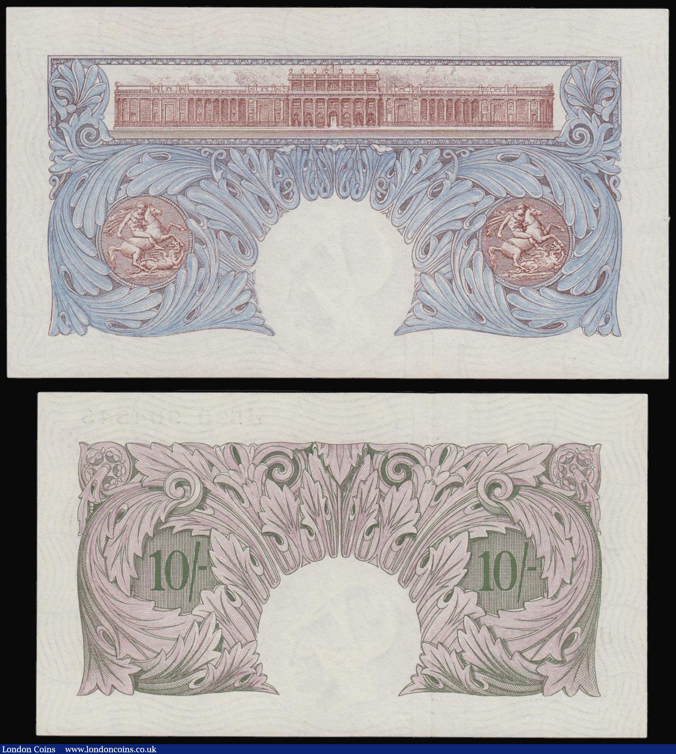 London Coins : A176 : Lot 92 : One Pounds Peppiatt Blue 1940 A25E 550762. Ten Shillings Pappiatt Mauve 1940 J52D 904845 AU-Unc
